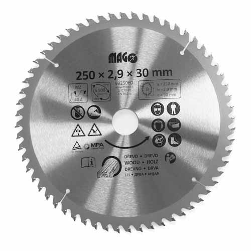 Fűrészkorong 250x2,9x30mm / 60 fog - felváltva ferde