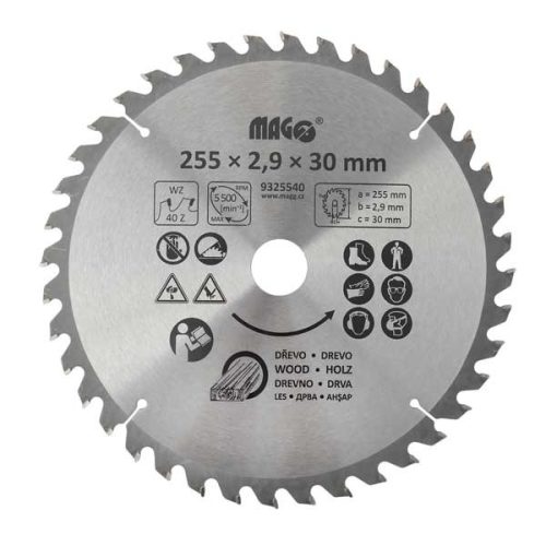 Fűrészkorong 255x2,9x30mm / 40 fog - felváltva ferde