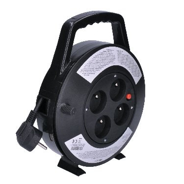 SOLIGHT - Hosszabbító kábel dobbal, 10m, 3x 1.0mm2, fekete