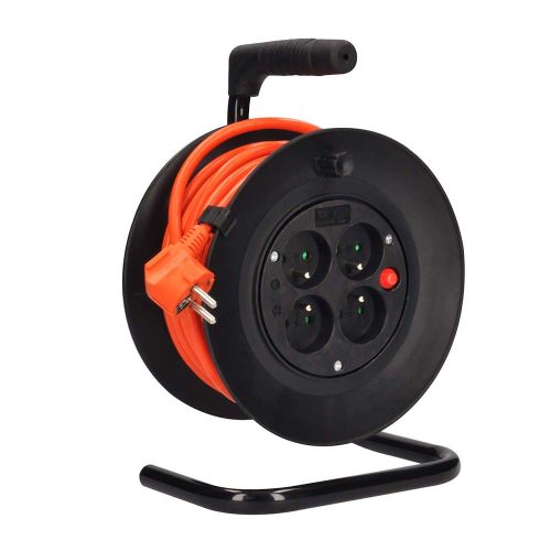 SOLIGHT - Hosszabbító kábel dobbal 3x1,5mm2, 15 m, 4 aljzat