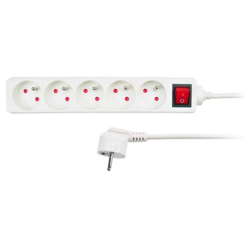 SOLIGHT - Hosszabbító kábel, 5 aljzat, Kültéri, 1,5m, fehér