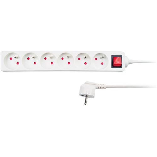 SOLIGHT - Hosszabbító kábel, 6 aljzat, Kültéri, 1,5m, fehér