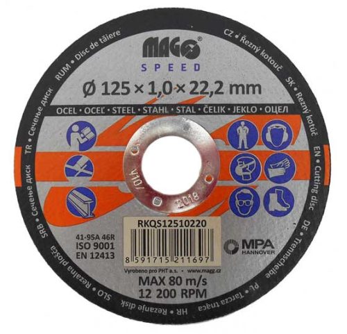Vágókorong fémhez 125x1,0x22,2mm MAGG SPEED