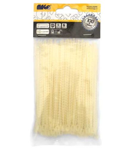 Kábelkötegelő 2,4x120 mm, természetes gyöngy - 100 db