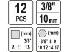 YATO Olajleeresztő kulcs készlet 12 részes 8-13 mm, 8-17 mm 3/8