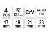 YATO Keresztkulcs 1/2" 17 x 19 x 21 x 23 mm szétszedhető CrV