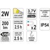 Akkumulátoros LED lámpa 2+1 W YATO