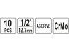 YATO Alufelni dugókulcs készlet 10 részes 1/2" CrMo