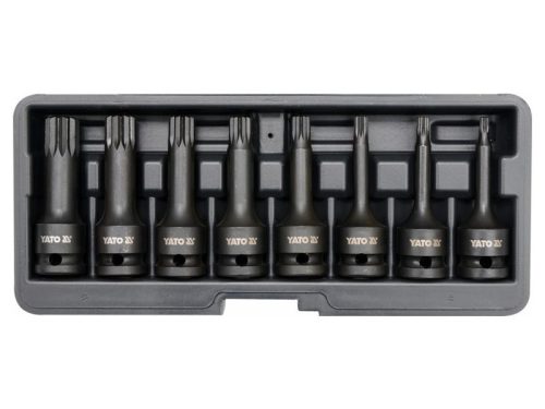 YATO Gépi hosszú bit dugókulcs készlet 8 részes Spline 1/2" M5-M18 CrMo