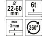 YATO Hidraulikus lemezlyukasztó 22 - 60 mm 360°