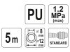 YATO Pneumatikus tömlő (spirál) gyorscsatlakozóval 8 x 12 mm x 5 m 1,2 MPa