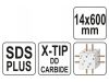 YATO Kőzetfúró 14 x 600/525 mm négyélű SDS-Plus