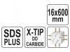 YATO Kőzetfúró 16 x 600/525 mm négyélű SDS-Plus