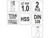 YATO Csigafúró 1,0 x 34/12 mm HSS-TiN (2 db)