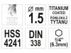 YATO Csigafúró 1,5 x 63/18 mm HSS-TiN bit befogású