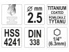 YATO Csigafúró 2,5 x 80/30 mm HSS-TiN bit befogású