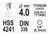 YATO Csigafúró 4,0 x 95/43 mm HSS-TiN bit befogású