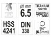 YATO Csigafúró 6,5 x 121/63 mm HSS-TiN bit befogású