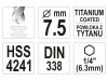 YATO Csigafúró 7,5 x 109/69 mm HSS-TiN bit befogású