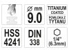 YATO Csigafúró 9,0 x 125/81 mm HSS-TiN bit befogású
