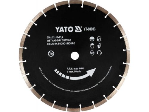 YATO Gyémánt vágókorong 350 x 3,4 x 10,0 x 25,4 mm szegmentált