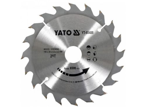 YATO Fűrésztárcsa fához 190 x 30 x 2,2 mm / 20T