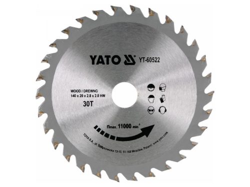 YATO Fűrésztárcsa fához 140 x 20 x 2,0 mm / 30T