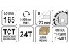 YATO Fűrésztárcsa fához 165 x 16 x 1,5 mm / 24T