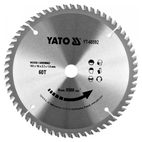 YATO Fűrésztárcsa fához 165 x 16 x 1,5 mm / 60T
