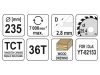 YATO Fűrésztárcsa fához 235 x 25,4 x 1,8 mm / 36T