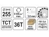 YATO Fűrésztárcsa fához 255 x 30 x 2,0 mm / 36T