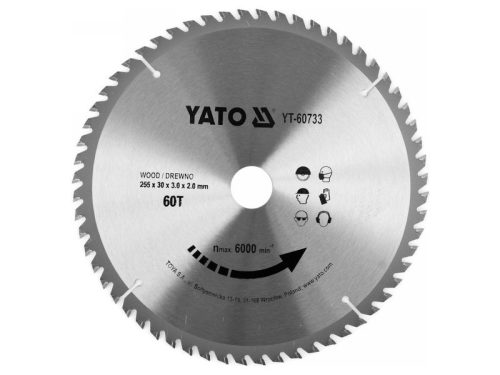 YATO Fűrésztárcsa fához 255 x 30 x 2,0 mm / 60T