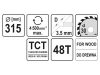 YATO Fűrésztárcsa fához 315 x 30 x 2,5 mm / 48T