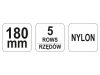 YATO Drótkefe 5 soros műanyag nyéllel nylon 180mm