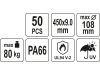 YATO Kábelkötegelő fehér 450 x 9,0 mm (50 db/cs)