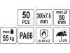 YATO Kábelkötegelő fekete 200 x 7,6 mm (50 db/cs)