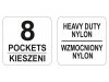 YATO Övre fűzhető szög és szerszámtartó táska 8 zsebes