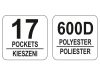 YATO Szerszámtáska csővázas 17 zsebes