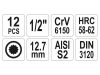 YATO Bit dugókulcs készlet 12 részes Spline 1/2" M5-M17 CrV