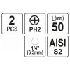 Bithegy PH2 1/4" 50 mm (2 db/cs) YATO