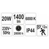 LED fényvető mozgásérzékelővel 20 W 1400 Lm YATO