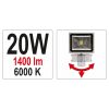 LED fényvető mozgásérzékelővel 20 W 1400 Lm YATO