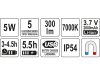 YATO Akkus LED reflektor 300 lm