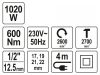 YATO Elektromos ütvecsavarozó 1/2" 600 Nm 1020 W