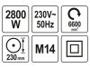 YATO Elektromos sarokcsiszoló M14 230 mm 2800 W