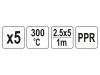 YATO Műanyag hegesztőpálca 2,5 x 5 mm x 1 m PPR (5 db)