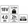 YATO Akkumulátor 18 V / 4,0 Ah Li-ion