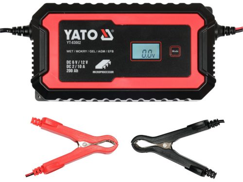 YATO Akkumulátor töltő 6/12 V 2/10 A max. 200 Ah LCD kijelző