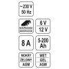 YATO Akkumulátor töltő 6-12 V / 8 A / 5-200 Ah