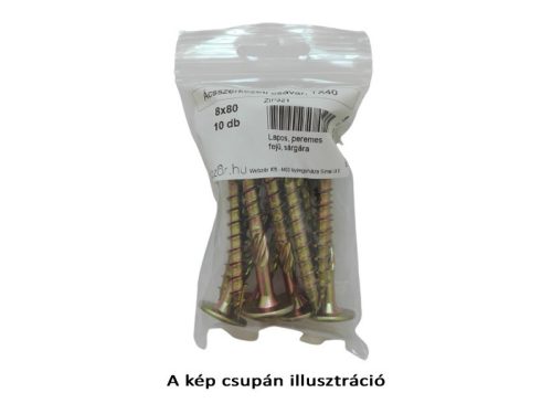 Ácsszerkezeti csavar, lapos peremes fejjel, Tx40, sárgára passz., 8x80 /50 (10 db)